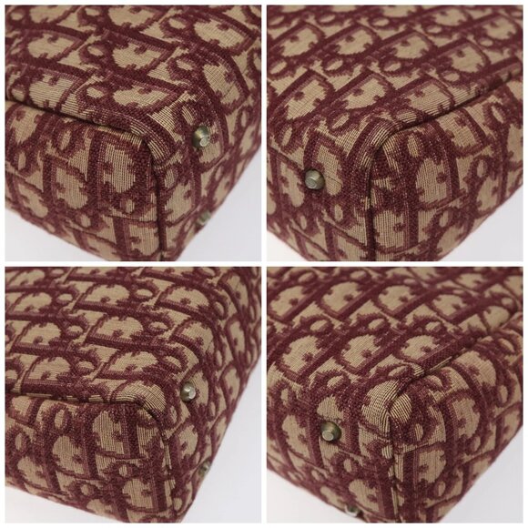 Christian Dior Trotter Canvas Hand Bag Red Gold Auth - Picture 15 of 15